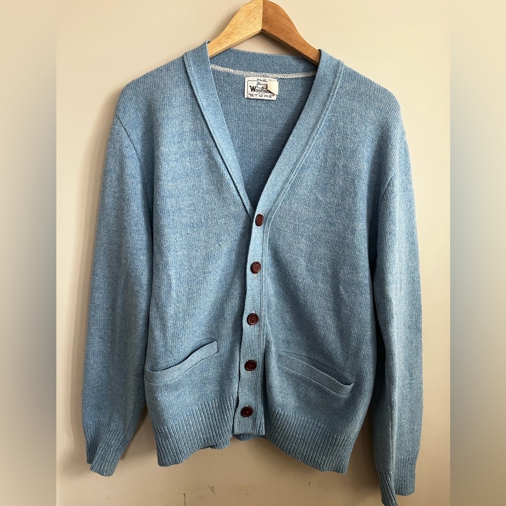 Men’s Vintage Woolrich Light Blue Cardigan Sweater